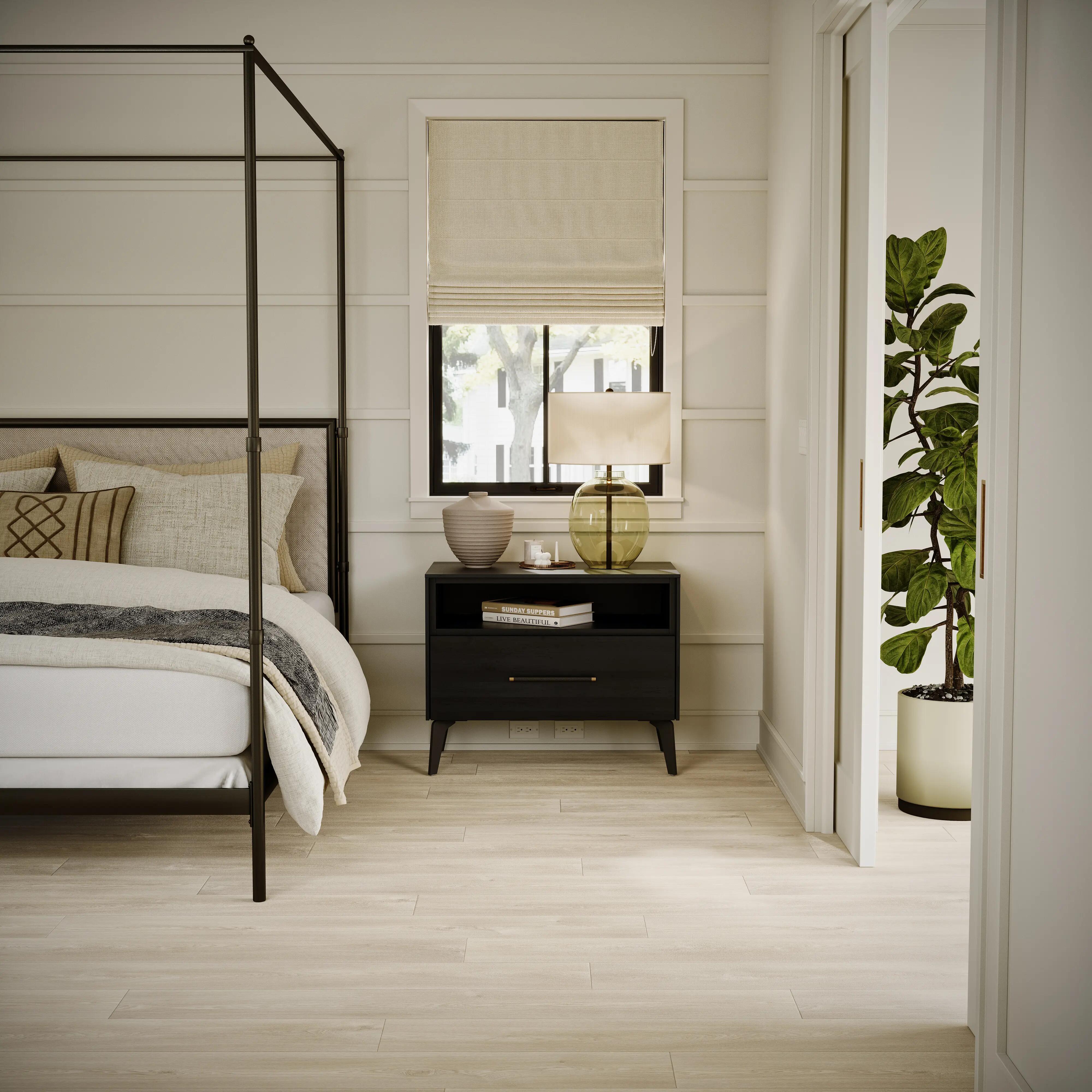 A bedroom with Beauflor US luxury vinyl roll flooring