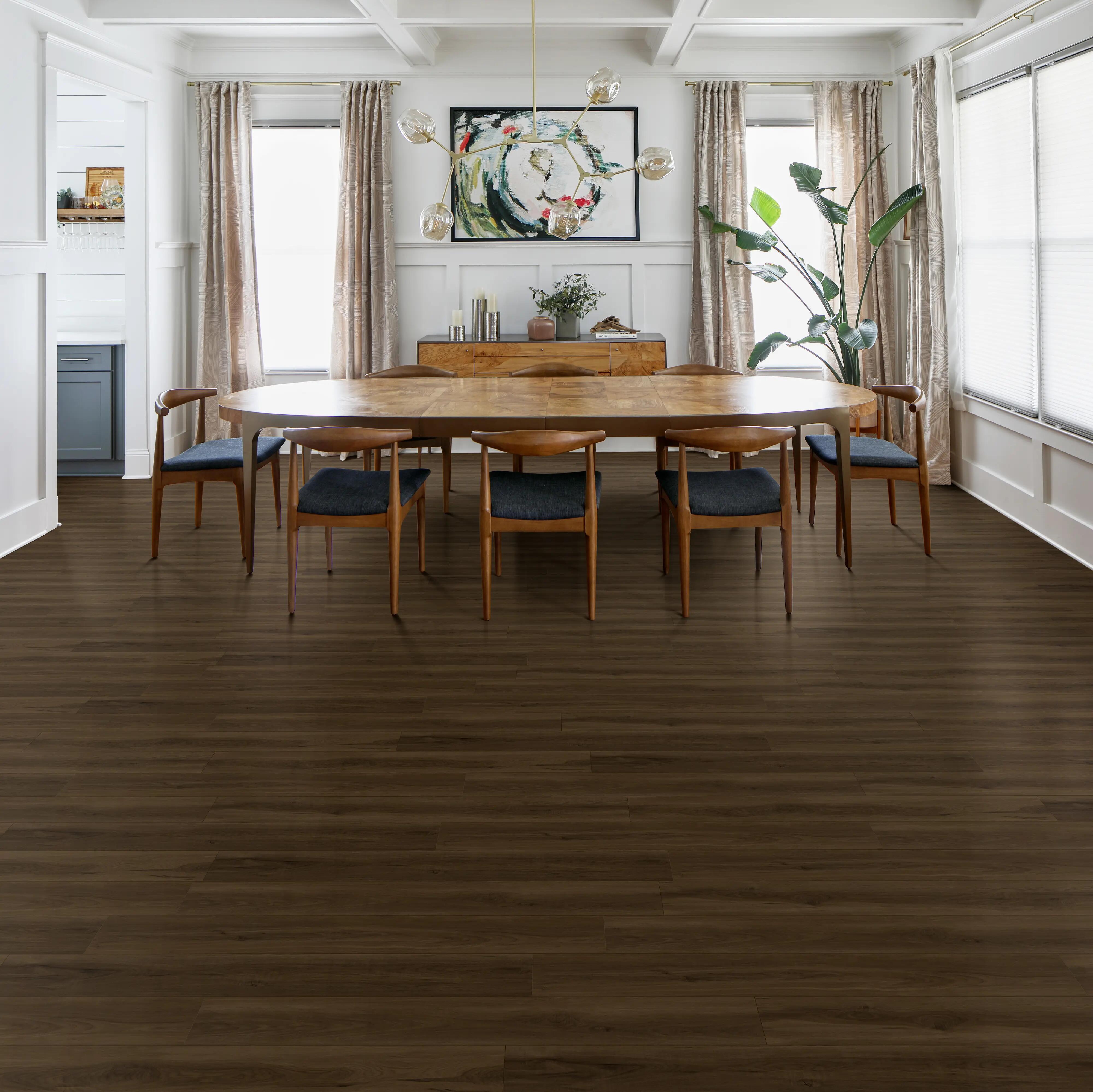A dining room with Beauflor luxury Vinyl Plank