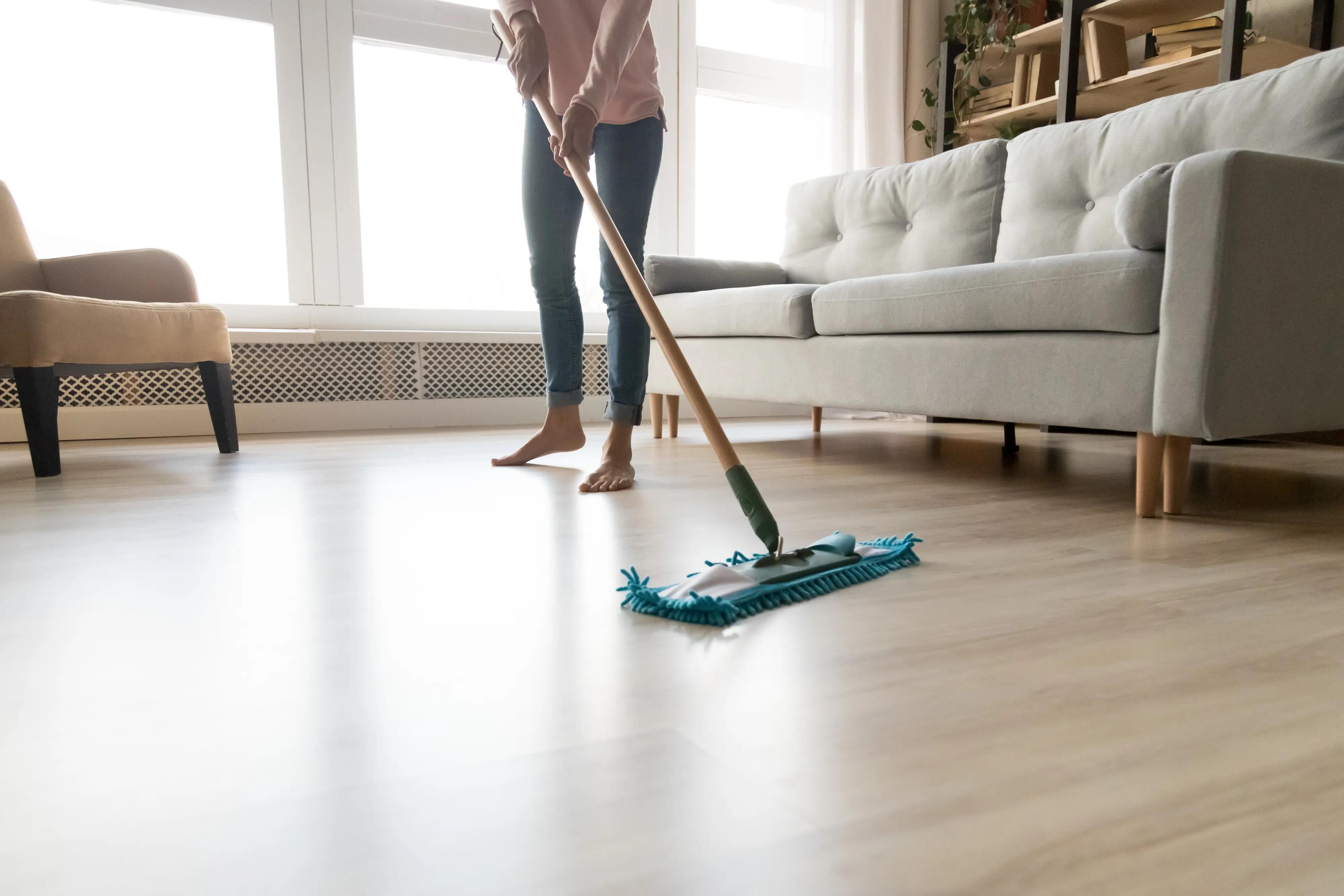 Woman cleaning floor
